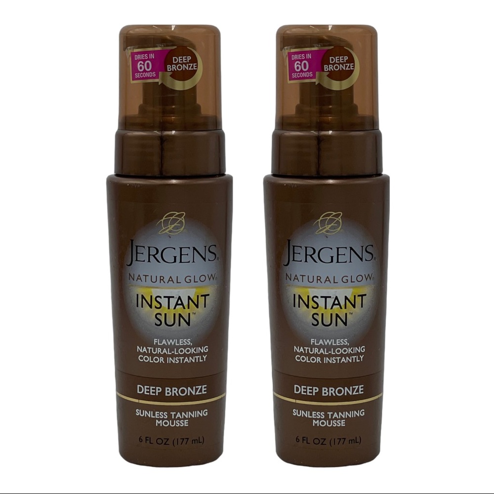 2 Pack Jergens Natural Glow Deep Bronze Instant Sun Sunless Tanning Mousse 6 oz